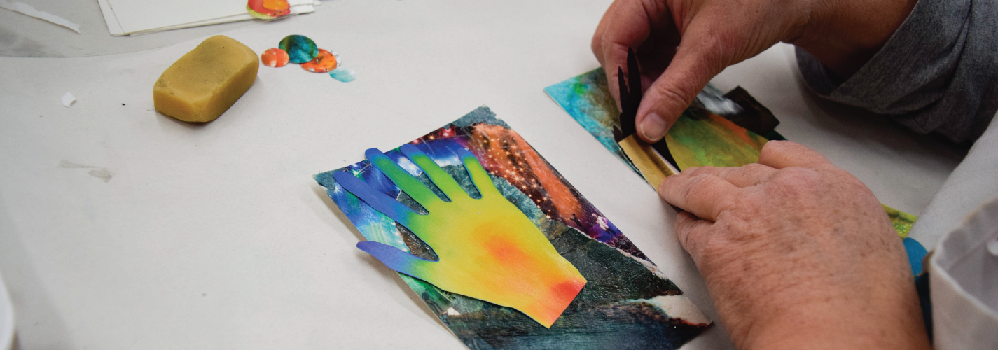 Student in Open Studios for Mixed Media class