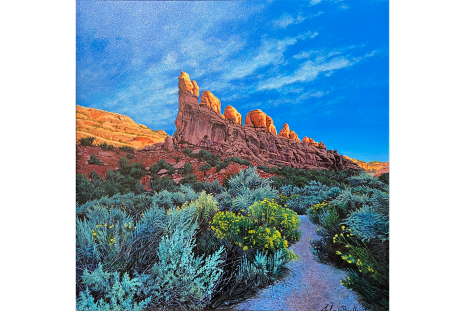 Detailed painting of canyon