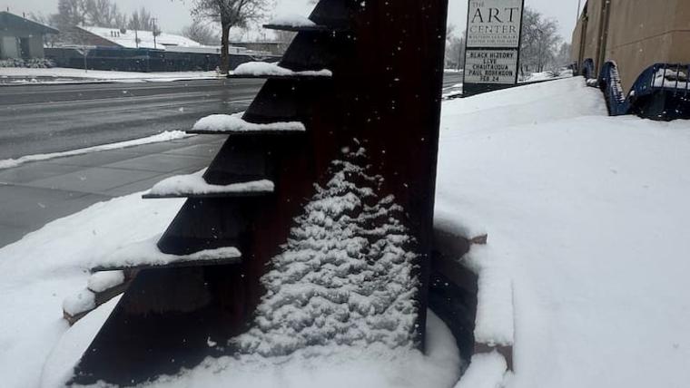 The Climb in its new home in front of The Art Center